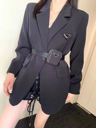 Dames Suits Blazers Designer Triangle Label Fashion met taille tas riempak top