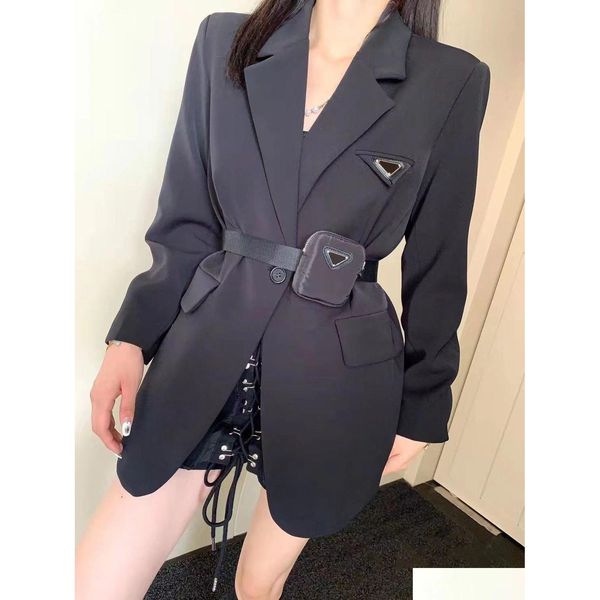 Costumes pour femmes Blazers Designer Triangle Label Womens Fashion Avec Ceinture Sac Ceinture Costume Top Drop Delivery Vêtements Vêtements Dh5Ua