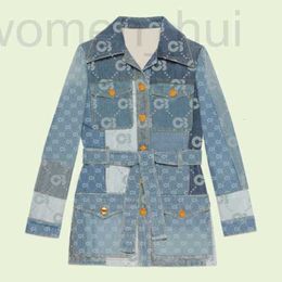 Costumes pour femmes Blazers designer Vintage New Full retro Runway banquet Cocktail Rarefinds Print Denim Patchwork Jacket coat Conjuntos De Falda Two Piece Sets