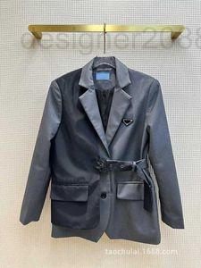 Damespakken Blazers Designer Dames Kleine menigte Design Nep Tweedelig Contrast Tailleband Pak Jacket P85D