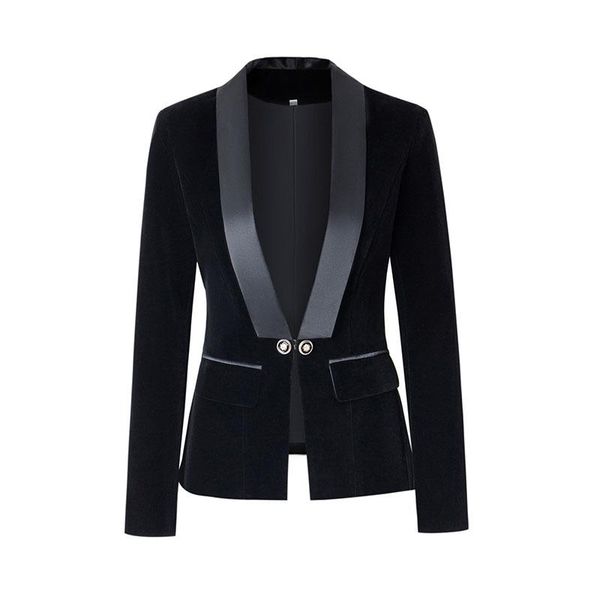 Costumes pour femmes Blazers élégante dame sauvage printemps automne costume professionnel décontracté bureau mince manteau femmes mode col à manches longues velours B