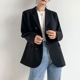 Damespakken Blazers Engeland Stijl Office Dame Double Breasted Blazer Dames Esthetische Vintage Causale Jas Dames Lange Mouwen Bovenkleding Su