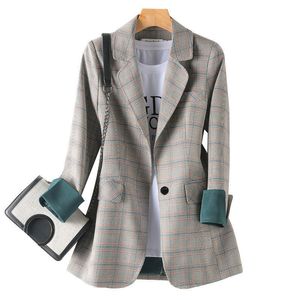 Damespakken Blazers Mode Zakelijk Interview Geruite Pakken Vrouwen Werk Kantoor Dames Lange Mouw Lente Casual Blazer 230904