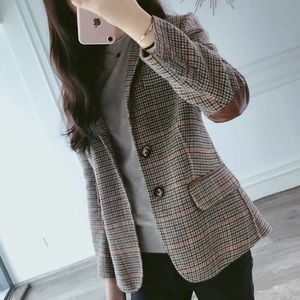 Damespakken Blazers Fashion Business Interview Plaid Suits Women Work Office Ladies Long Sleeve Vintage Blazer 230320