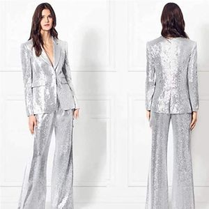 Damespakken Blazers Fashion Women's Suit 2 -delige pailletten Decoratieve kleding Party Wedding Tuxedo Pants Pakken vrouwen 230821