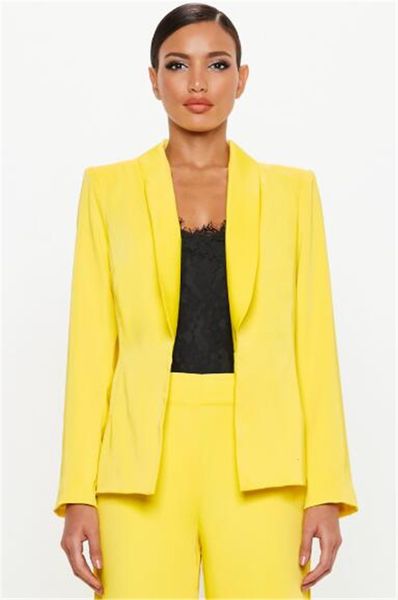 Costumes pour femmes Blazers Mode Jaune Femmes Tenue de soirée Pantalons Femmes Dames Custom Made Bureau d'affaires Tuxedos Travail formel Porter des costumes sur mesure 230310