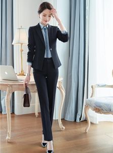 Damespakken Blazers Formele dames Zwarte blazer vrouwenbedrijf met broek- en jasets, Work Draag kantooruniformontwerpen olstijlen