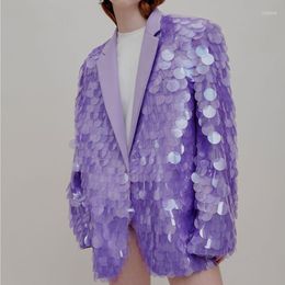 Costumes pour femmes Blazers haut de gamme rue violet paillettes Blazer femmes costume veste en vrac fête d'anniversaire manteau tenues dame à manches longues