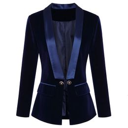 Trajes de mujer Blazers ALTA CALIDAD est Runway Designer Blazer Chaqueta de terciopelo de manga larga para mujer Ropa exterior 231212