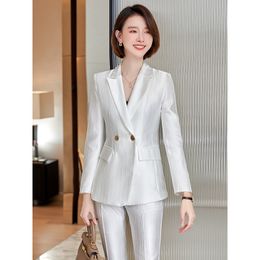 Costumes pour femmes Blazers Tissu de haute qualité costumes d'affaires femmes formel professionnel Blazers vêtements de travail OL Styles carrière entretien pantalon ensemble pantalons 230311