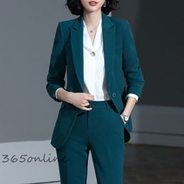 Costumes pour femmes Blazers Haute Qualité Tissu Formelle Femmes Costumes D'affaires OL Styles Pantalons Professionnels Blazers Ensemble Automne Hiver Pantalons Ensembles 230320