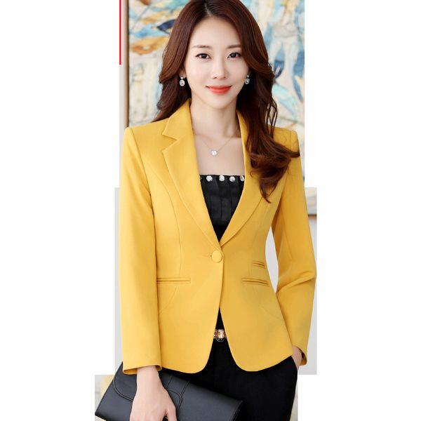 Costumes pour femmes Blazers de haute qualité femmes Blazers veste automne bureau dame affaires vêtements de cérémonie petit costume simple bouton Blazer manteau Mujer Y89 230311