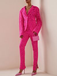 Costumes pour femmes Blazers HIGH STREET est 2023 Designer Runway Suit Set Single Button Guipure Lace Blazer Pencil Pants 2pcs 230909