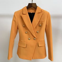 Costumes pour femmes Blazers HIGH STREET est 2023 Designer baroque Coupe ajustée Boutons de lion Veste à double boutonnage Orange 230418
