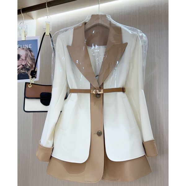 Costumes pour femmes Blazers Haut de gamme Designers de luxe Chic Français Faux Costume Deux Pièces Veste À Manches Longues Blazer Blanc Femmes Trench Coat 230615