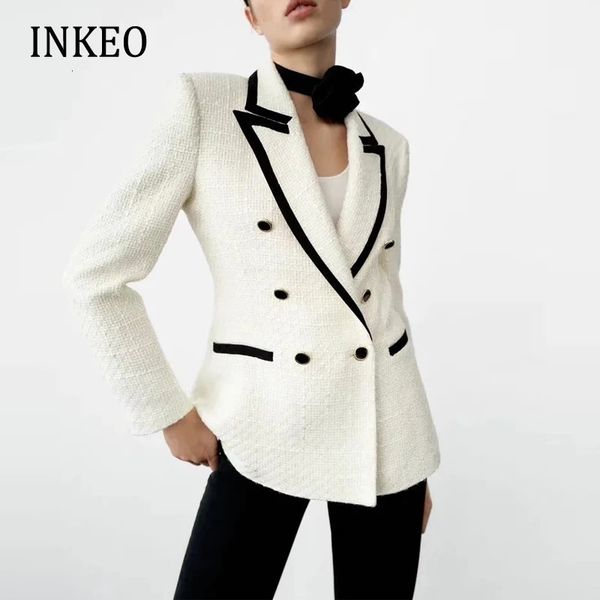 Women's Suits Blazers INELLO-Veste en Tweed Patchwork pour Femme Blazer Slim Manteau de Bureau Nouvelle Collection Printemps-Automne 2O018 231205
