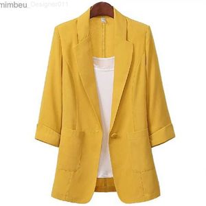 Costumes de femmes Blazers Office coréen Lady Blazer Couleur solide Couleur de printemps automne à manches longues à manches longues