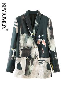 Costumes pour femmes Blazers KPYTOMOA Femmes Mode Tie dye Imprimer Patchwork Blazer Manteau Vintage À Manches Longues Poches Femme Survêtement Chic Veste Femme 230403