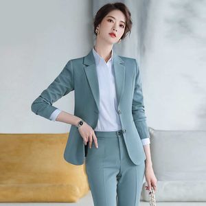 Damespakken Blazers Lady Women Suits Set 2022 Spring en Autumn White Peak Rapel Slim Professional 2 -delige pak dames broekpak Customi gemaakt T221027