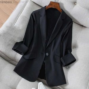 Costumes de femmes Blazers Lapile Lady Blazer Casual Fime Femme Jacket Chic Temperament Single Button Design Suite Bureau Bureau Lady Suit Money C240411