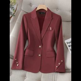 Costumes pour femmes Blazers à manches longues femmes Blazers formels vêtements de travail d'affaires manteaux dames noir kaki rouge solide femme veste mince pour l'automne hiver L240118