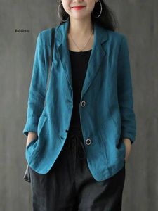 Damespakken blazers losse katoen en linnen lente zomer tops all-match mode mode lange mouwen casual temperament jas damesvrouwen's