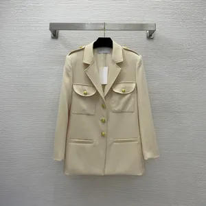 Damespakken Blazers luxe dameslook chic strakke blazer goudkleurig reliëf Office Jacket Damesblazer C1006