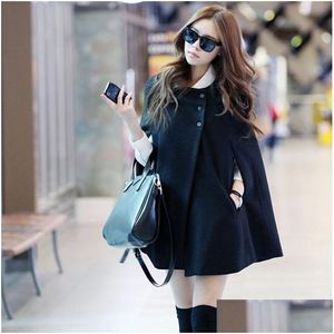 Costumes pour femmes Blazers Nouveau Manteau d'hiver Femmes Épaissir Capes Châle Cachemire Bouton Manteau Ponchos Mujer Invierno Elegantes Cape Poncho F Dhc5D