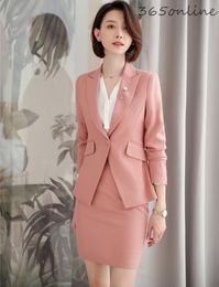 Trajes de mujer Blazers Novedad Pink Ladies Office Work Wear Profesional Otoño Invierno Mujeres Formal Business OL Styles Pantsuits