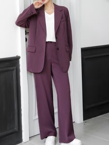 Damespakken Blazers Office Ladies Blazer Pantsuits Tweedelige set vrouwen Purple Business Casual Jackets Trousers Formeel pak Femme Fashion kleding 221008