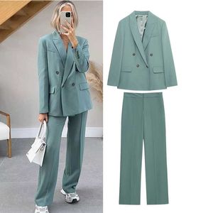 Damespakken Blazers Pant Set 2023 Nieuwe jaset 2 -delige set Fashion Straight Style Formele damesset Fashion Street Party Elegant Pant Set P230522