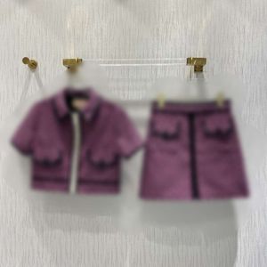 Damespakken blazers roze dubbele g jacquard pullover kleine revers korte jas met hoge taille split half rok