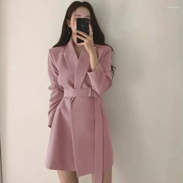 Costumes pour femmes Blazers Veste rose Robe Slim Trench-Coat Long Pardessus Offres Manteaux et vestes pour femmes Vente Vêtements d'extérieur