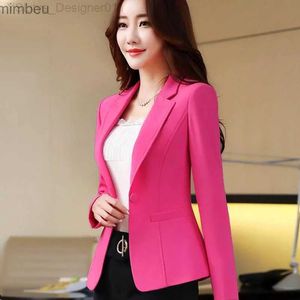 Costumes de femmes Blazers Pink Femmes Blazer Business Office Forme Business Lady Work Cosses Poches Vestes Slim Femme Casual Top Suit Coat Coat Spring Automne C240411