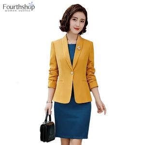 Costumes pour femmes Blazers Professionnel Bureau Dame 2 Pièces Ensemble Travail D'affaires Blazer Robe Costumes Femmes Mode Élégant Veste Costume Femme Printemps Automne XXL 230316