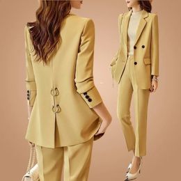 Dameskostuums Blazers Professionele pakset voor dames 2023 Lente en herfst Mode Koreaanse editie Lichte volwassen stijl Godin Casual Klein Twee 231214