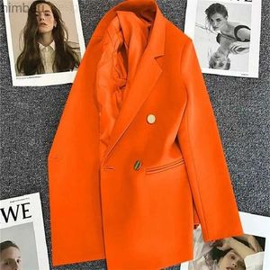 Damespakken Blazers Spring herfst Hoogwaardige hoge kwaliteit Lange mouw vrouwelijke blazer dubbele knopjack dames zakelijk werk slijtage formele jas vrouwen outerwea c240410