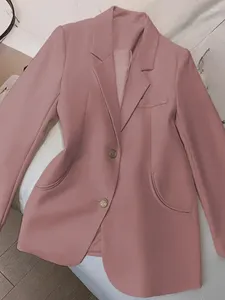 Damespakken Blazers Lente In Klein Pak Jas Koreaanse Mode Elegante Effen Kleur Halve Lengte Commuter Lange Mouwen Dames Top