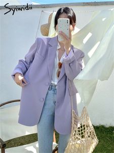 Damespakken Blazers Syiwidii ​​Women Blazer Solid Long Sleeve Otensed Button Up Koreaanse modepak Kantoor Kantoor Dames Casual Elegant Blazer Women 230311