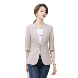 Damespakken Blazers driekwart mouw Temperament Professional Suit jas Spring en zomer Koreaanse versie Slim One Butt