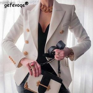 Damespakken Blazers Vintage mode Double Breasted Elegant Slim Blazer For Women Autumn Winter Office Lady Business Casual Long Sleeve Suit Jackets C240411