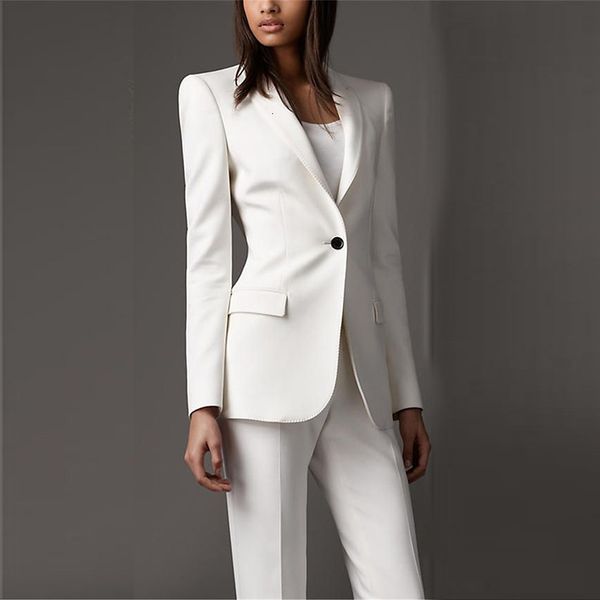 Costumes pour femmes Blazers blanc formel femmes d'affaires formel bureau dame tenue costumes femme Slim Fit mode 2 pièces sur mesure Tuxedos costumes 230306