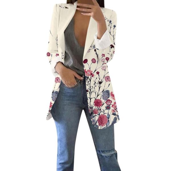 Trajes de mujer Blazers Abrigo de invierno Traje casual para mujer Frente abierto Manga larga Trabajo Oficina Chaqueta Vestido corto Abrigo Mujer