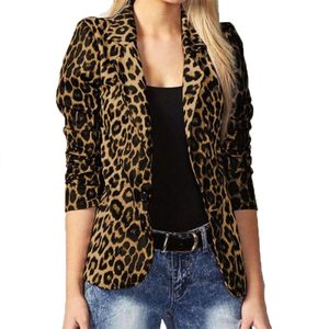 Damespakken Blazers Women Casual Leopard Print Cardigan Jacked Coat Button Outdarse Dunne Blouses V-Neck Slim Polyester Spandex Blazer 230509