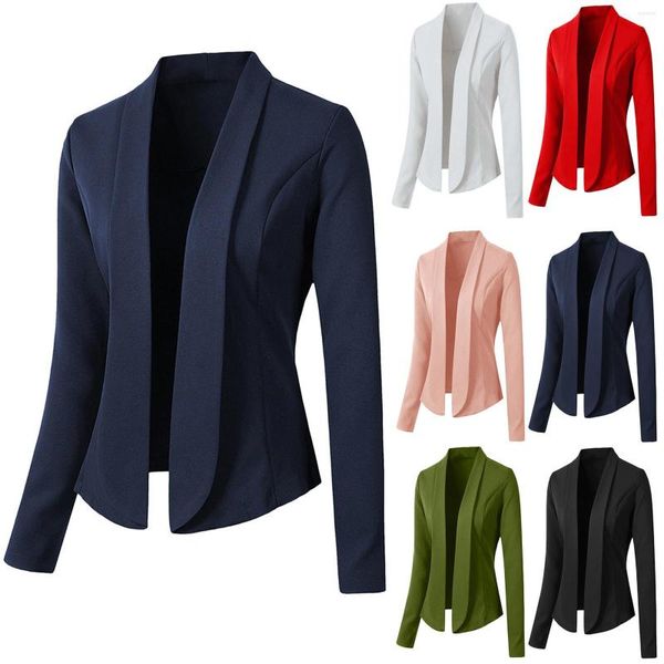 Costumes pour femmes Blazers Femmes Mode Solide Tops À Manches Longues Veste Dames Bureau Porter Cardigan Manteau Marque Haute Qualité Femme Vêtements