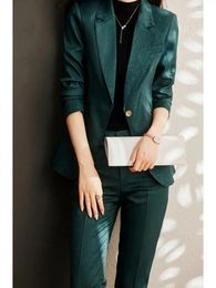 Costumes pour femmes Blazers Femmes automne mode coréenne costume veste deux pièces jolie pochette manteau et élégant vêtements professionnels cheville longueur pantalon 231216