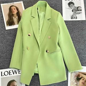 Costumes féminins Blazers Blazers Blazers Green Suit Coat Bureau Of Femme Chic Elegant Casual Fashion Coréen Jacket Luxury Slim Fit Outwear Tenues C240410