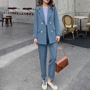 Damespakken Blazers Women's Spring Elegant Blazer Pant Suits Office Ladies Business broek Pak Long Sleeve Casual Jacket Pants tweedelige set 230316