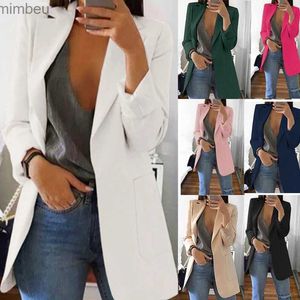 Costumes pour femmes Blazers veste de costume pour femme couleur unie à manches longues Cardigan formel veste mince mode décontracté Joker salopette veste femmes CoatL240118