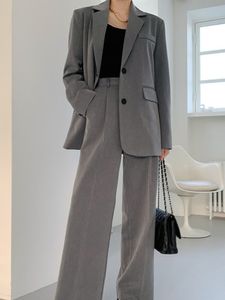 Damespakken blazers damesbroeken passen casual jas met lange mouwen hoge taille pant vrouwelijk 2 stuks blazer set dames mode elegant pant pak 230322